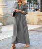 2025 European & American V-Neck Solid Color Long Sleeve Casual Dress for Autumn/Winter