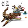 LEGO Jurassic World - Le Bateau en Mission et le Mosasaure en Briques - Set de Dinosaure - Jouet Enfants des 9 ans