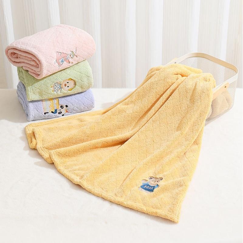 Portable Baby Bath Towel with Cartoon Embroidery Versatile Washcloth Portable Newborn Washcloth for Bathing & Relaxing