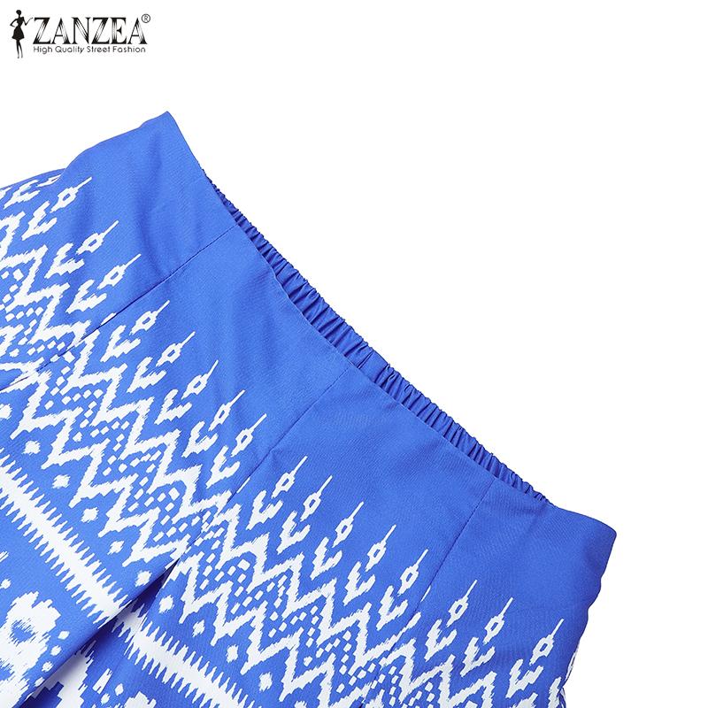 ZANZEA Fuste Lungi Casual pentru Femei cu Talie Elastică la Spate, Largi, cu Imprimeu