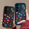 Leopard Print Love Heart Diamond Cover For Samsung Galaxy S25 Edge S24 FE S23 S22 Ultra Plus A17 A56 A36 A16 A15 A55 A54 A53 5G Soft Phone Cover