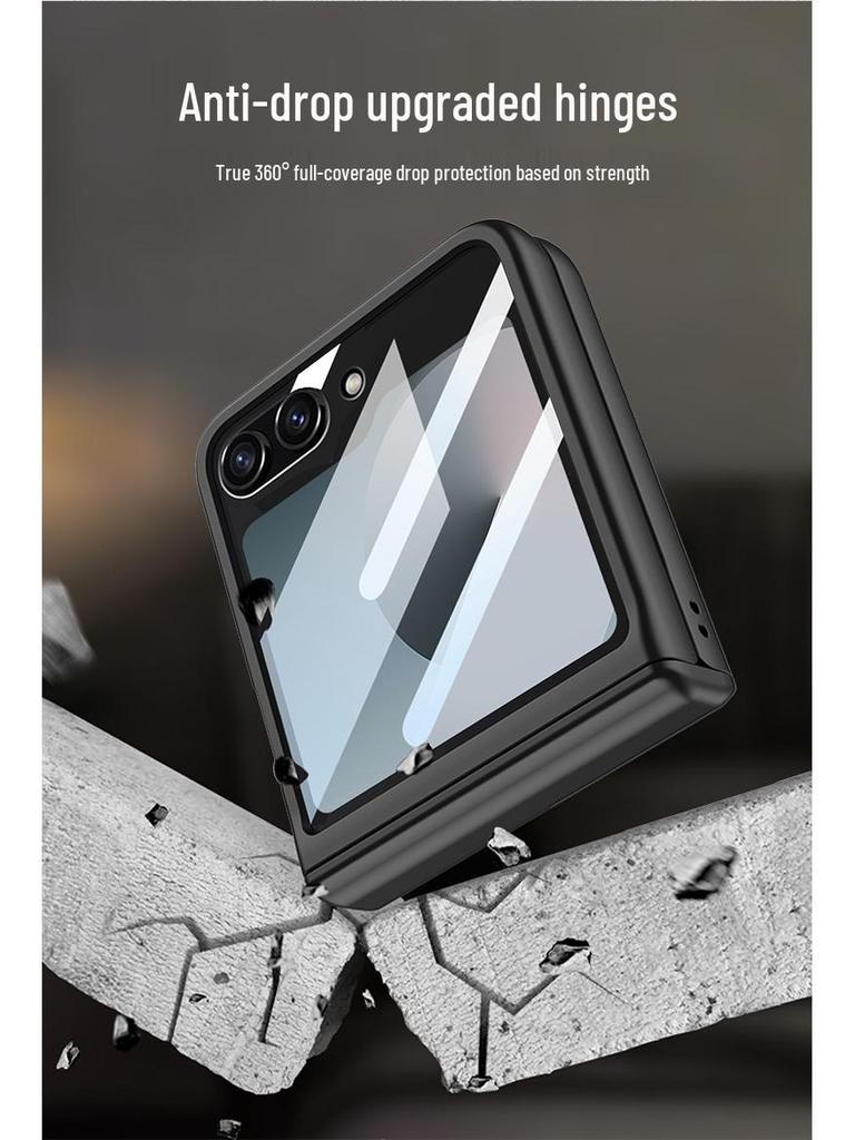 Samsung Z Flip 6 Foldable Screen Case with Large Window, Ultra-Thin Magnetic Buckle, Elegant Design.