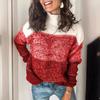 Pullovers Fashion Women's Casual Mixed Color Striped Splicing High Neck Colorblocking Soft Elegant Basic Knitted Tops Casual Long Sleeved Pullover
