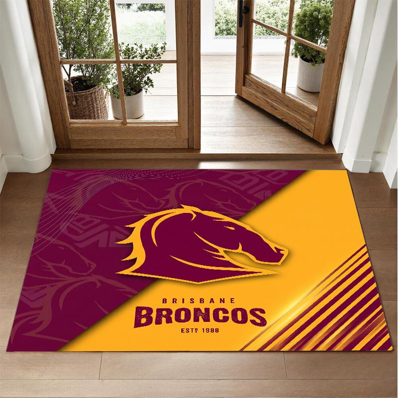 Brisbane Broncos Design Crystal Velvet Rug Soft Decorative Mat for Bedroom Entrance