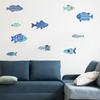 10 Stück Holzfisch Nautische Wanddekoration Rustikale Hängende Stranddekoration Ozean Küsten-Thema Vintage Blaue Fischskulptur für Wohnzimmer Badezimmer Küche
