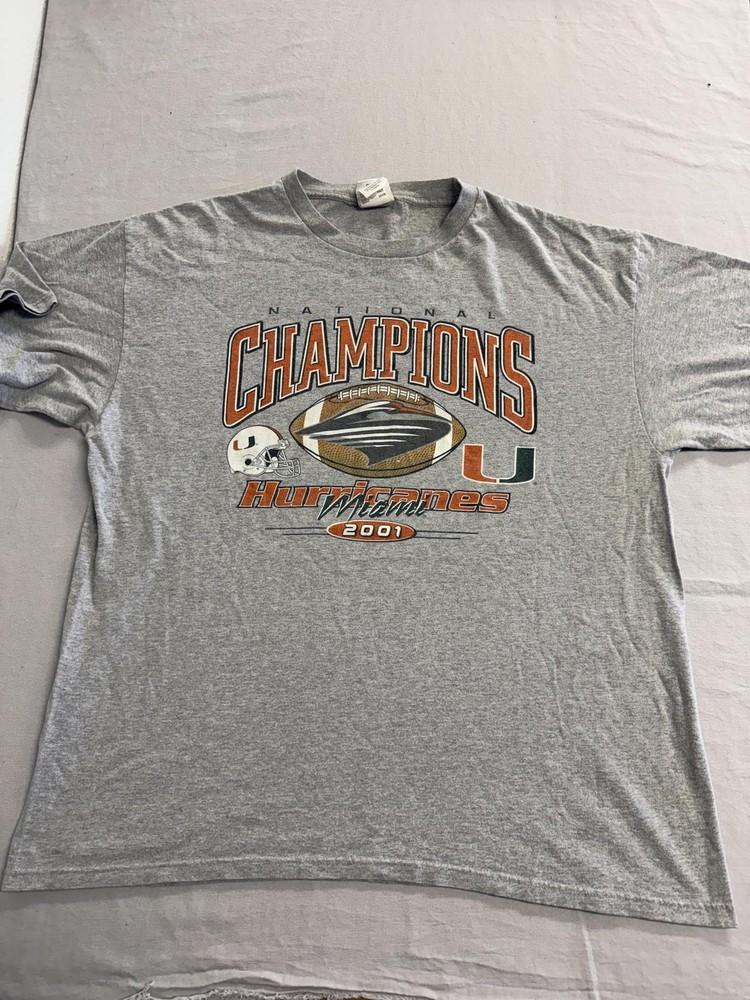 VTG Miami Hurricanes Football T-shirt Champions 2001 - XL Unisex T-Shirt S