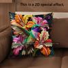 2D Bohemian Hummingbird Floral Throw Pillow Covers Pattern Cushion Cover Suitable For Sofa Bedroom Car Pillow Cover