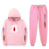 Mens Winter Warm Hooded Sweatshirt Pants Set Anime Inspired Casual Tracksuit Cotton Blend Thick Fleece Lined