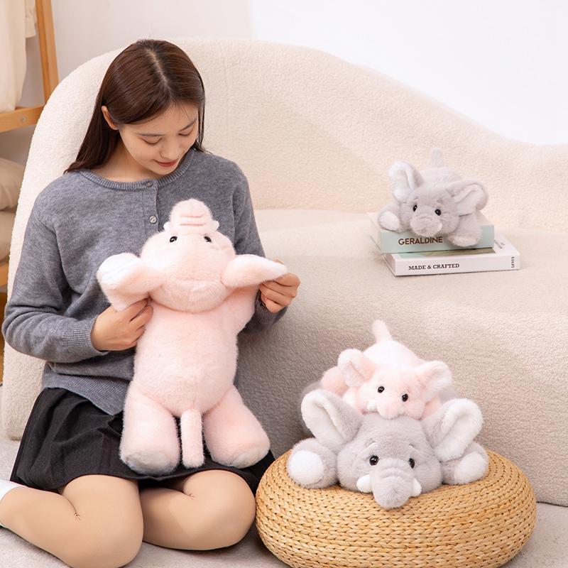 30/47cm Cute Elephant Plush Toy Very Soft Pink Grey Elephant Plushies Cuddly Doll Gifts Girl Kids