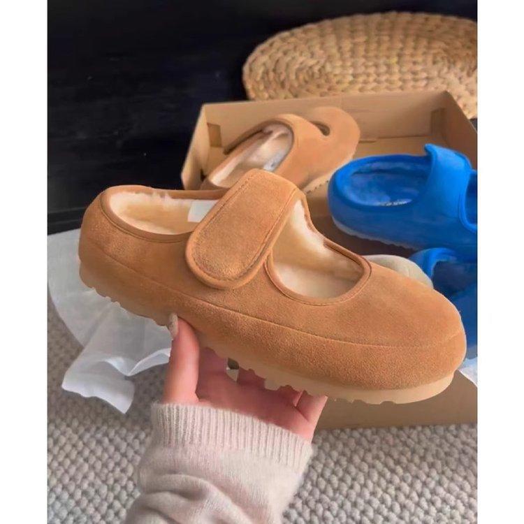 

Sangpo Mary Jane French shallow mouth doll shoes 2024 new Velcro round head lazy velvet thickened grandma shoes 40 коричневий
