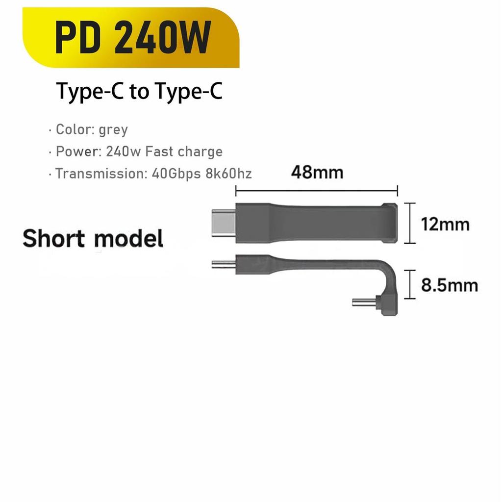 Short USB4 Cable 240W Fast Charging U-Shaped USB C Cable 40Gbps 8K Video for iPhone 16 15, iPad, SSD, Thunderbolt 4/3 Hub