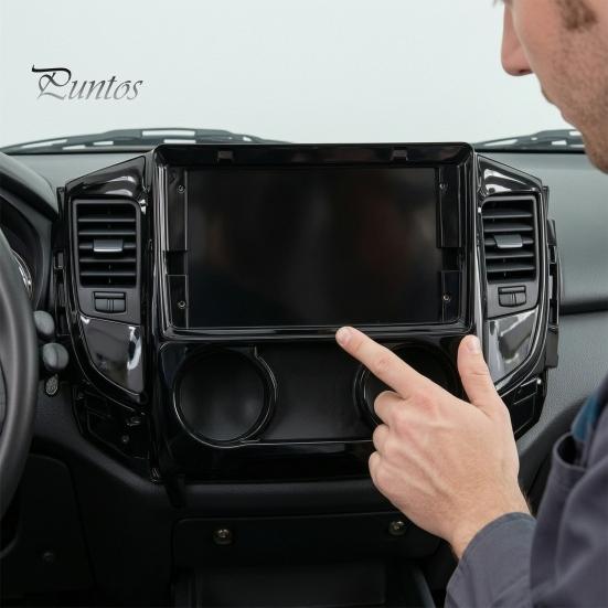 Replacement Head Unit Trim Panel 9 Inch Car Radio Fascia Frame for TRITON 2015, Navigation Vehicle Interior Modification Manual/Auto AC, Stereo