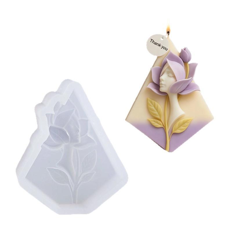 1PC Human Face Lotus Aromatherapy Candle Silicone Mold DIY Silicone Mold Room Decoration Office Decoration