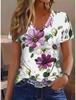 Women's Daily Casual V Neck T Shirt Floral Graphic Plants Print Stylish Short Sleeve Regular Tops Purple Ideal for Summer