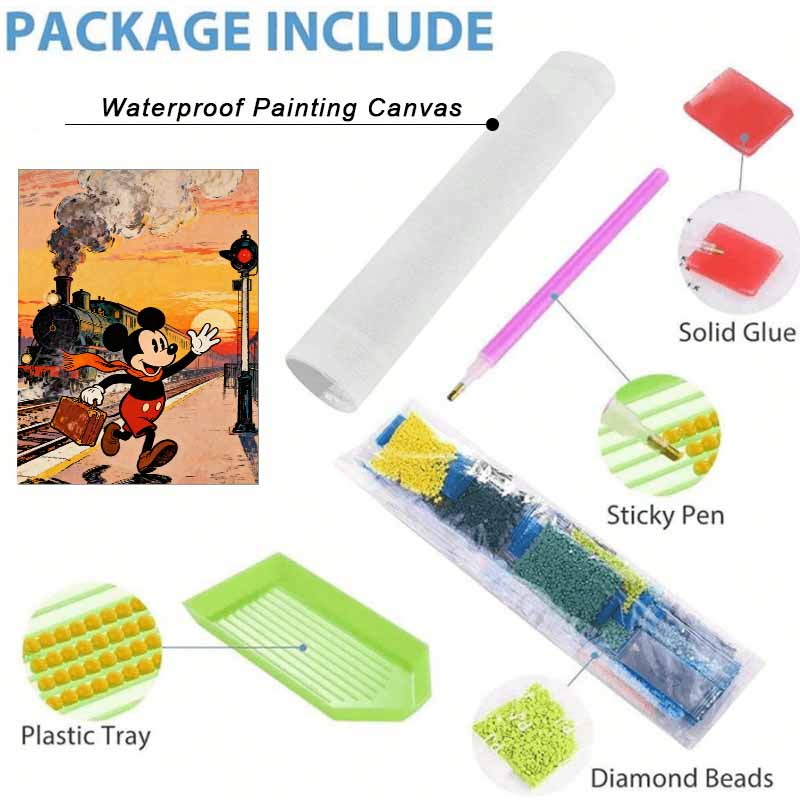 Disney 5D diamond painting set DIY handmade diamond painting art production of Mickey Mouse and train decorative painting
