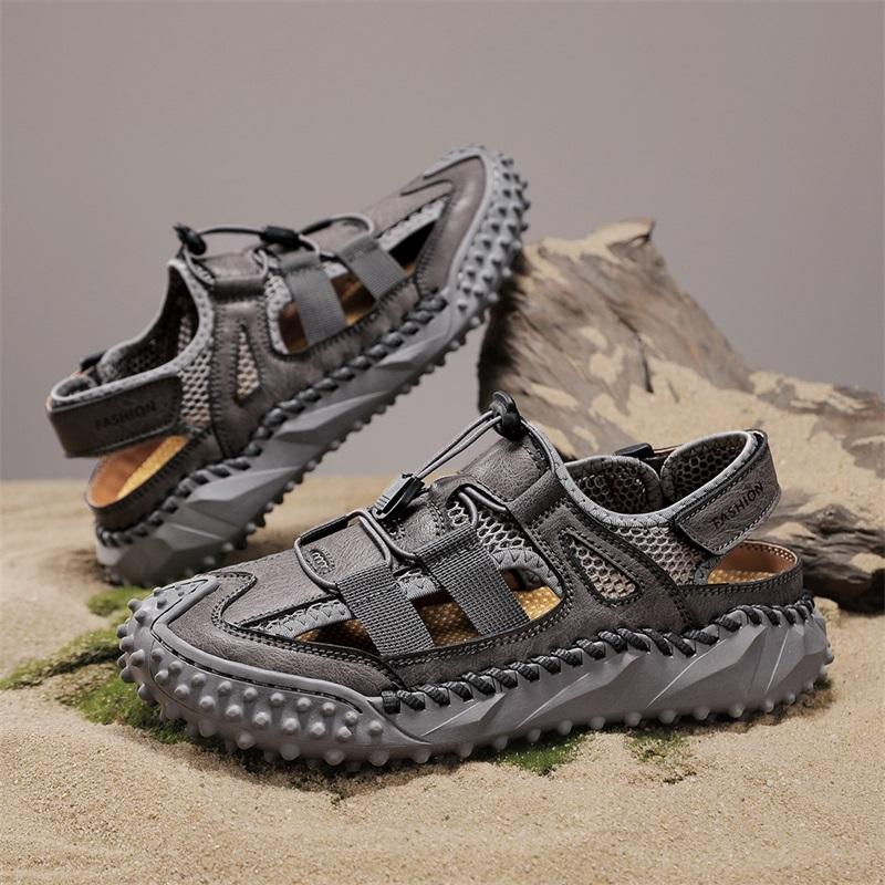 

Літні сандалі чоловічі, новий стиль, шкіряні черевики на відкритому повітрі, спортивні, пляжні, порожнисті сандалі 48