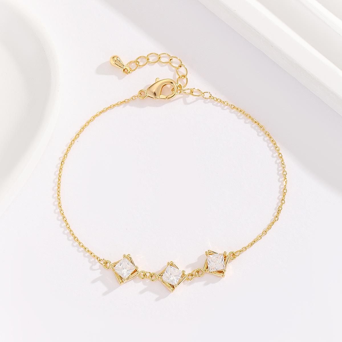 

Европейский и американский минималистичный геометрический браслет с цирконом для женщин