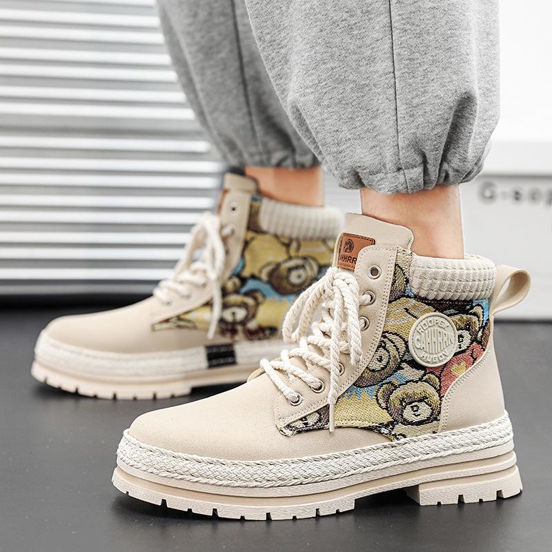 Martin Boots Personalized Straw British Leather Shoes High-top Wolf Boots Interpretation Shoes