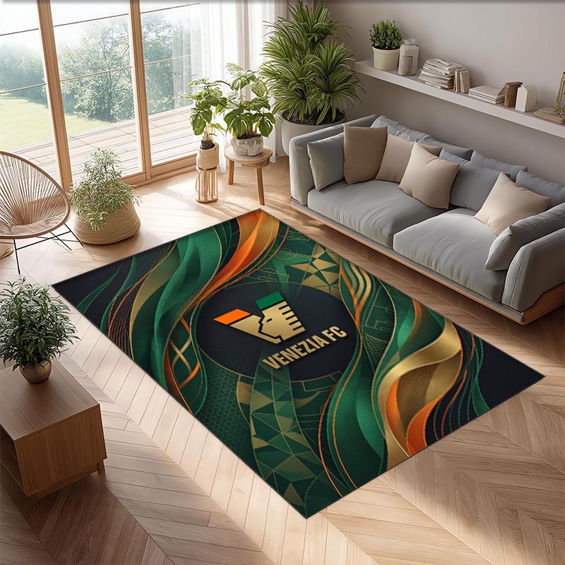 Venezia FC Football Print Crystal Velvet Rug, Comfortable Water Absorbent Non Slip Indoor Floor Carpet