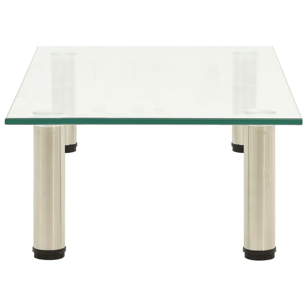 TV Stand 60 X 35 X 17 Cm Transparent Tempered Glass