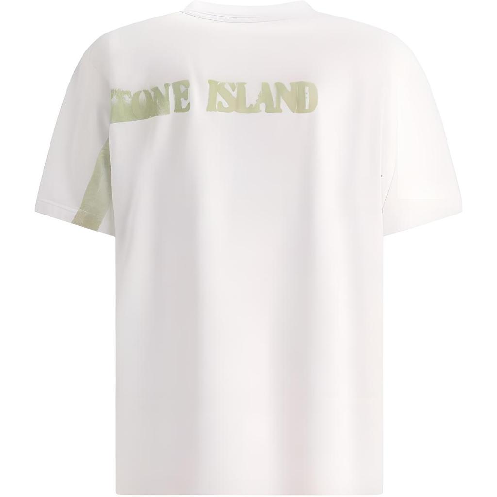 Stone Island Letter Logo Round Neck Short Sleeve T-Shirt Unisex T-Shirts White 80152RC86-V0001