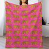 Hot Pink and Orange Bengal Indian Tiger Print Pattern Throw Blanket Shaggy Furry Soft Blanket for Bedroom Living Room
