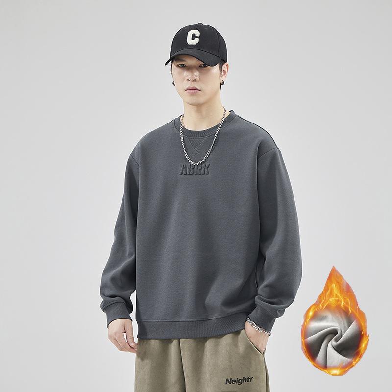 Trendy Men's Casual Loose Round Neck Hoodie with Letter Print for Spring and Autumn