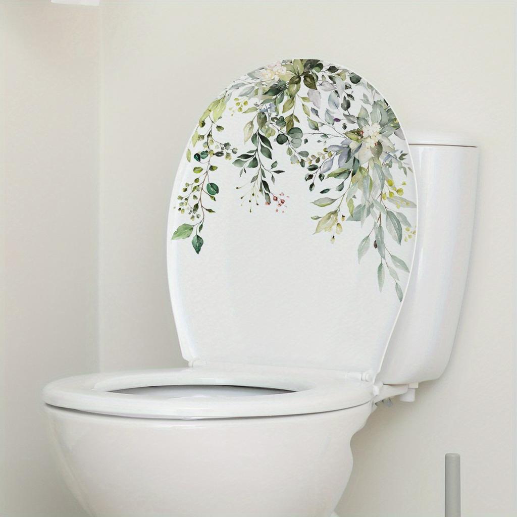 Fresh Floral Leaf Wall Sticker 1pc, Self-Adhesive Toilet Bathroom Decor, Funny Art Decal for Bathroom Wall
