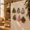 Reindeer Kitchen Decor 6Pcs DIY Faux Pearl Painting Fridge Magnet, Santa Snowman Stocking Tree Refrigerator Magnets Gingerbread Snowflake Handmade