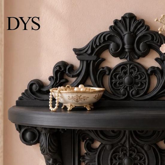 Home Decor Wall Shelf Vintage Floating for Wall, 3D Printed Gothic Carving Display Shelf, Style Mount Black Storage Rack Office Living Room Mounted