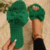 Fashion Women Bow Knot Slippers Corduroy Living Room Shoes Home Casual Indoor Slippers Lightweight Anti Slip Sandals Soft Slides Women
