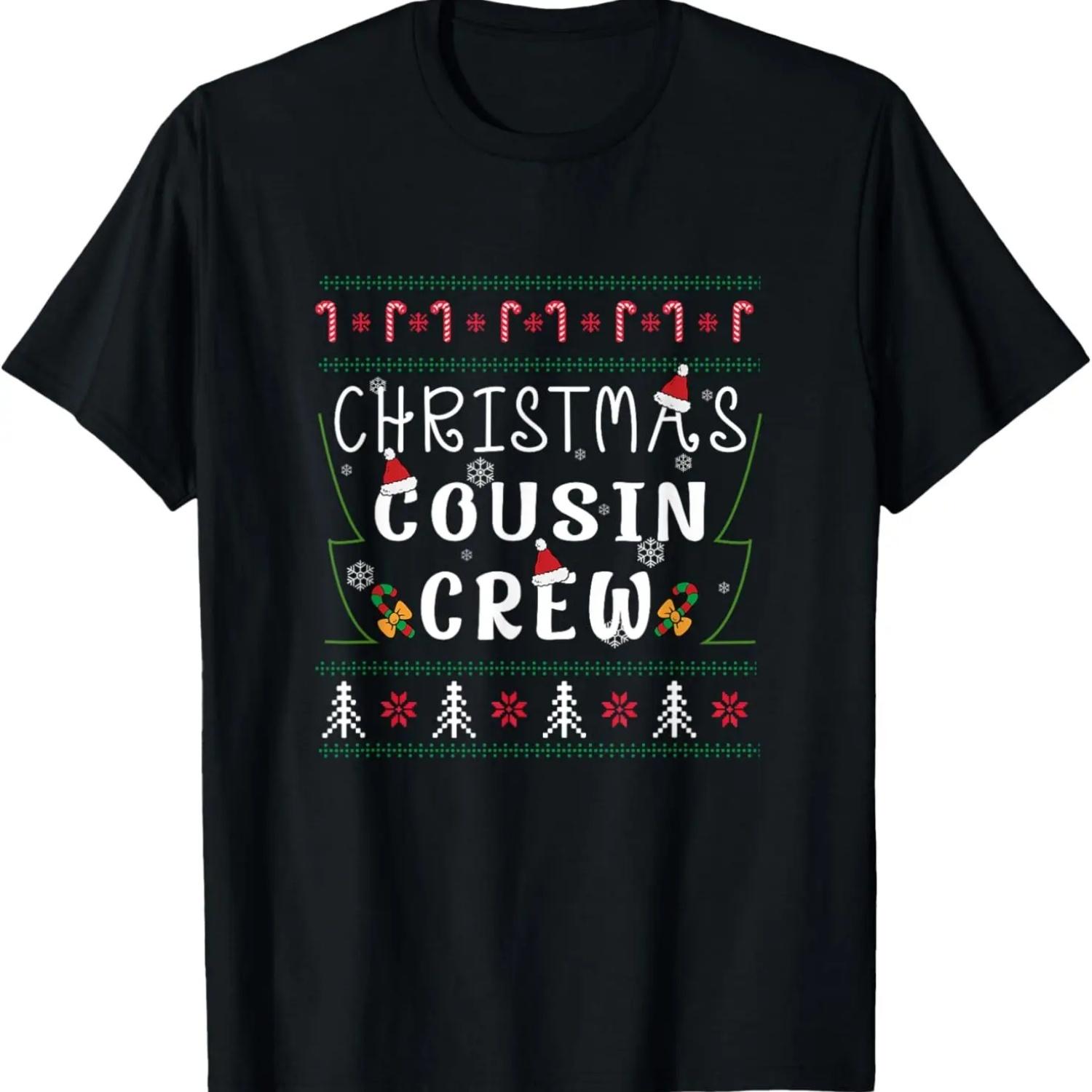 Christmas Cousin Crew Matching Christmas Pajamas Kids Girls T-Shirt S чёрный
