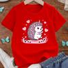 Kids Cute Hedgehog Cartoon Print Crewneck Short Sleeve Tee, Spring Summer Casual Kids Top, Ideal Gift