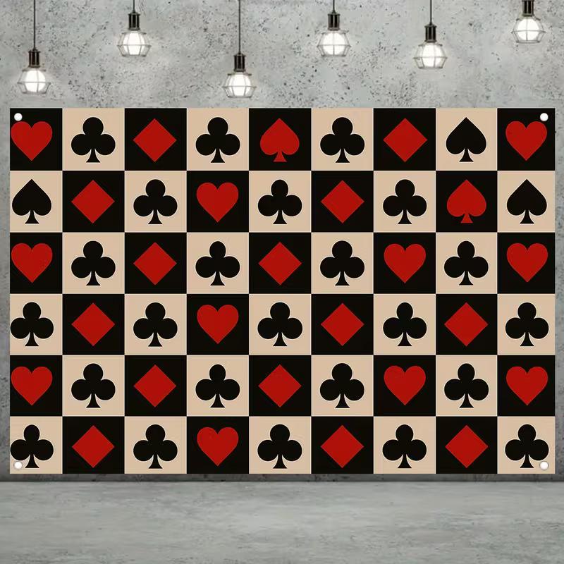 2D Retro Playing Card Suit Tapestry Wall Hanging Casino Party Background Cloth