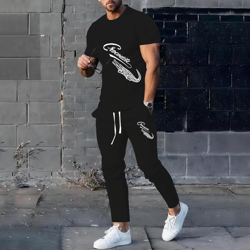 Summer Comfortable Sports Suit Men's Running Fitness Suit Short-sleeved Trousers Quick-drying Two-piece Set