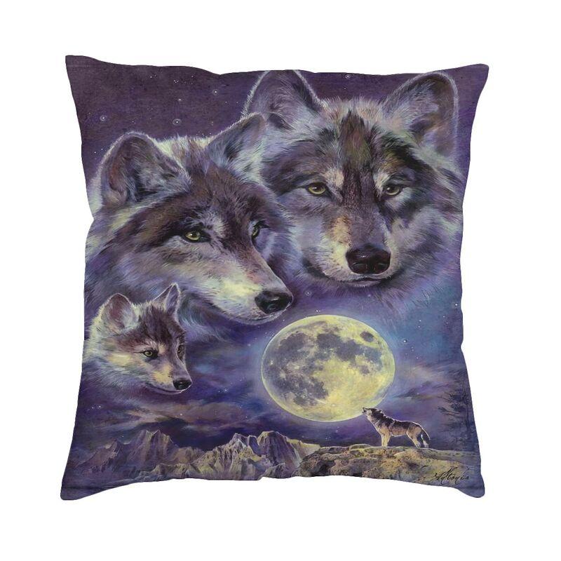 Custom Wolf Tree Pillow Case 45X45Cm Decoration Kawaii Animal Cushions For Sofa Square Pillowcase