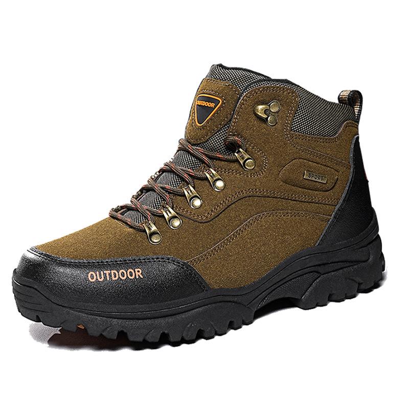 Large size new outdoor hiking shoes wear-resistant and non-slip travel leisure high-top sports shoes velvet warm cotton shoes