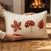 Embroidered Mushroom Cushion Covers Autumn Pillowcase, Leaf Throw Pillow Cover, 18"x18" 20"x12" Cozy Living Room Decor Farmhouse Cover for Sofa