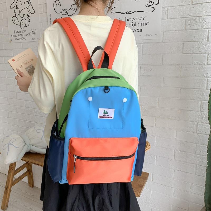 Schoolbag new Japanese-style INS casual large-capacity travel backpack, trendy candy color-block student high-appearance backpack