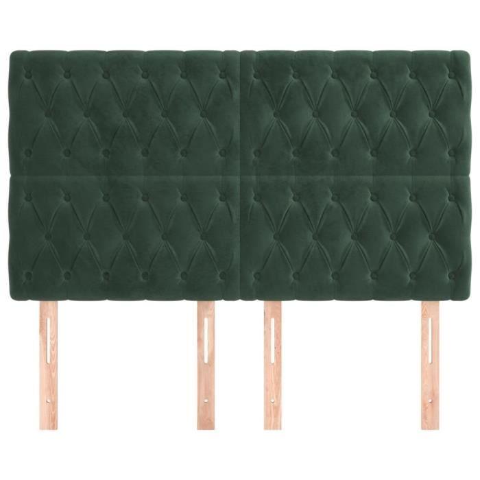 3116719 vidaXL Têtes de lit 4 pcs Vert foncé 72x7x78-88 cm Velours