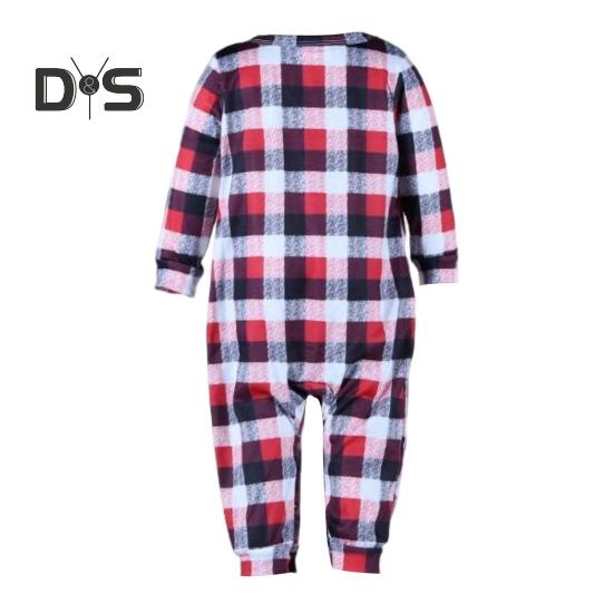 Parent-child Pajamas Elk Printing O Neck Long Sleeve Family Christmas Pajama Matching Set Children Sleepwear Top Plaid Pants Pet Coat Sleepwear
