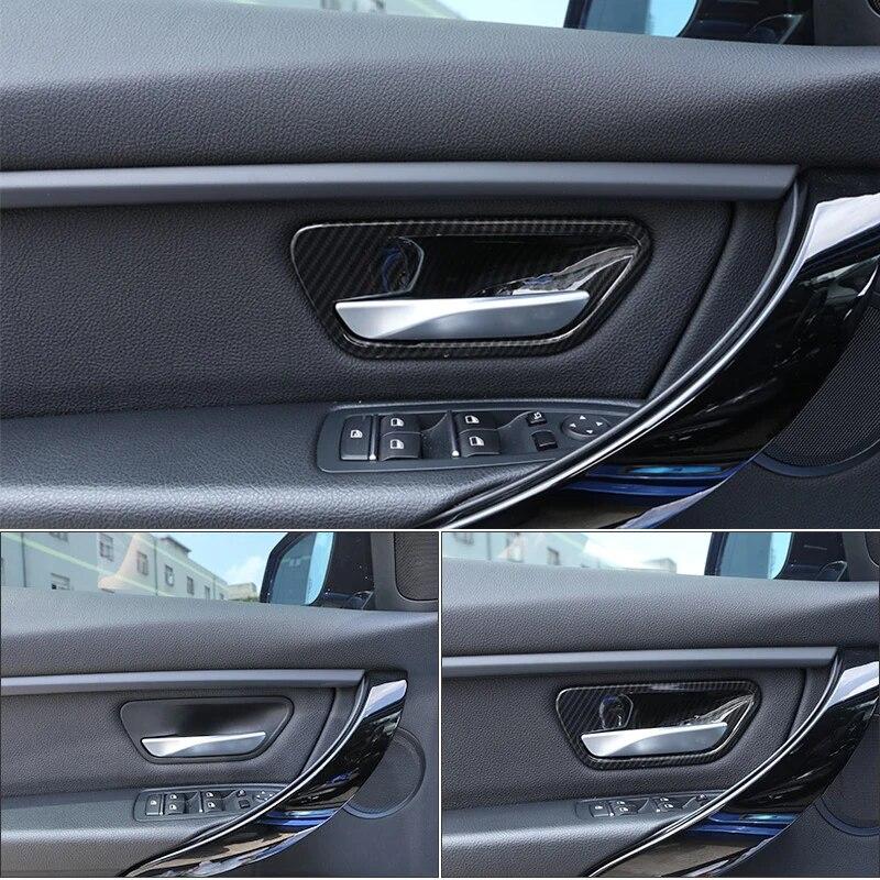 4 Τεμάχια ABS Υφή Ίνας Άνθρακα Διακόσμηση Καλύμματος Διακόσμησης Μπολ Χειρολαβής Εσωτερικής Πόρτας Αυτοκινήτου Για BMW 3 4 Σειρά F30 3GT F34 F36