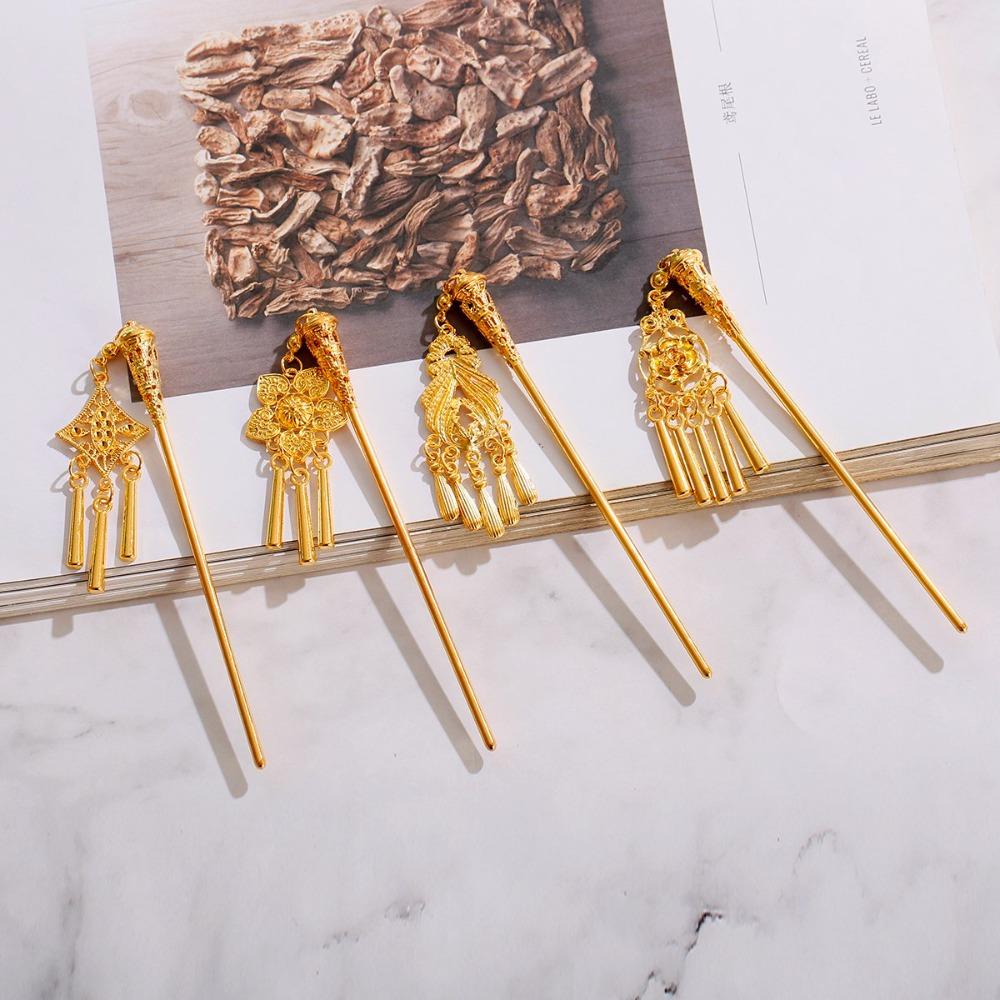 Ancient Golden Tassels Hair Fork Ethnic Style Ethnic Style Hair Sticks  Gifts