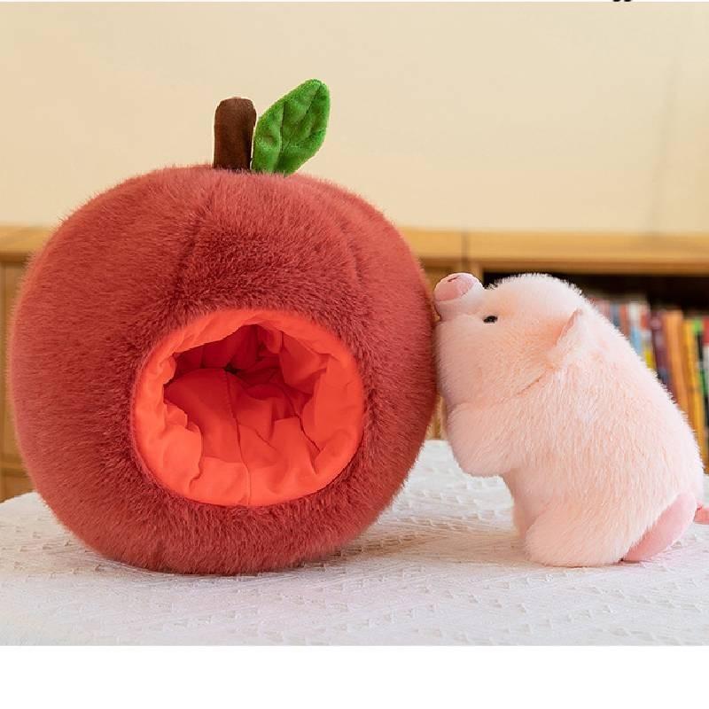 Charming Short Plush Pig Apple Pillow Perfect Gift For Kids And Adults 26cm 36cm