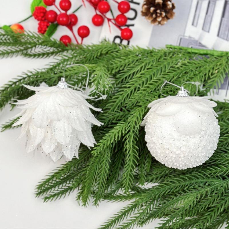 1PC Hanging Ornament DIY Christmas Ball Party Supplies Xmas Tree Decorations 2026 New Year White Petal Christmas Ornament Foam