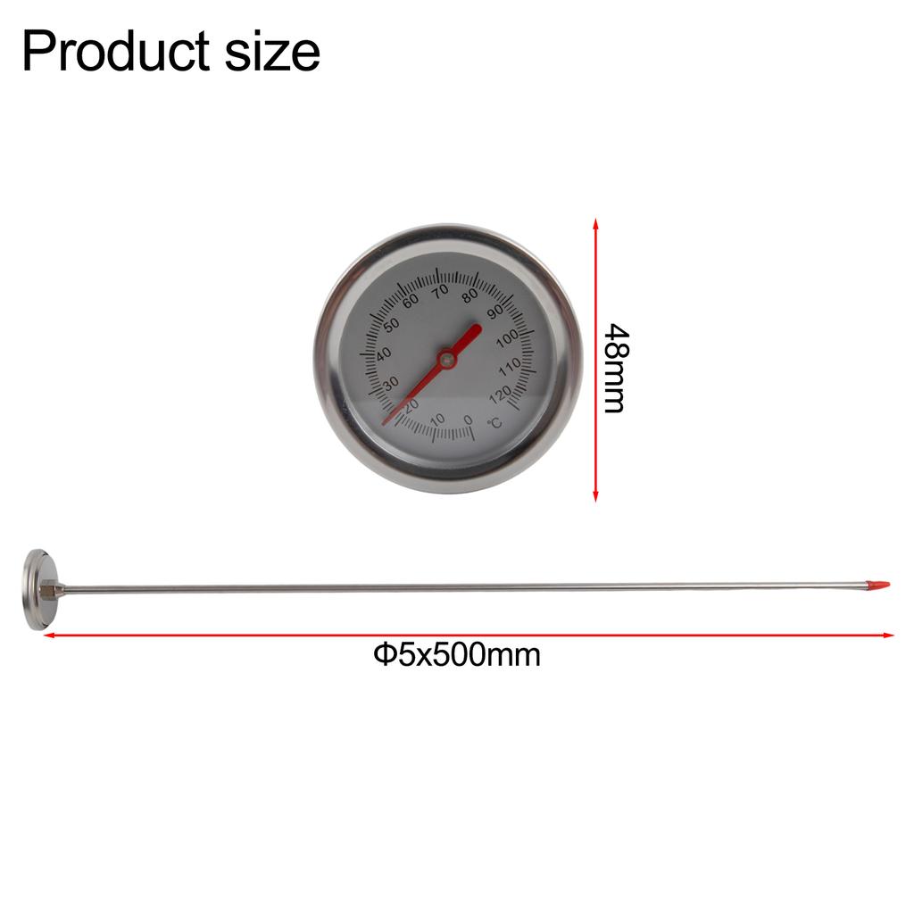 1PC Stainless Steel Compost Thermometer Composting Soil Thermometer With 19.7 Inch Probe Celsius Gardening Tool