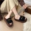 Thick-bottomed outer wear high-end fluffy slippers for women's 2025 autumn and winter new versatile fashion beaded cotton slippers