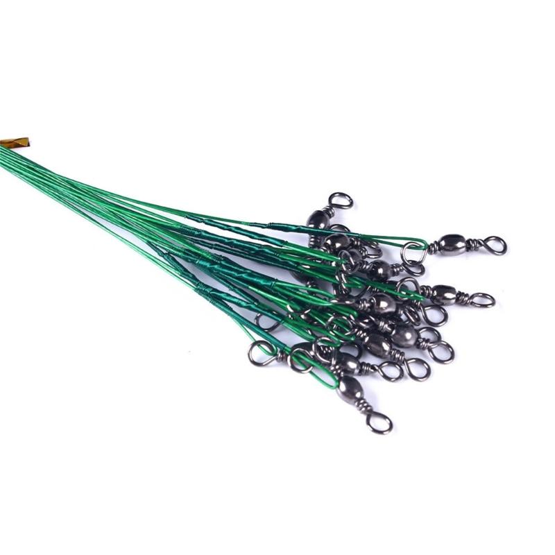 50 szt. Przypony z drutu wędkarskiego ze krętlikami i agrafkami, Przypony z drutu wędkarskiego ze stali nierdzewnej, Złącza agrafkowe
