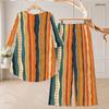 Women Plus Size Printed Two Piece Set Round Neck 3 4 Sleeve High Low Top Wide Leg Pants