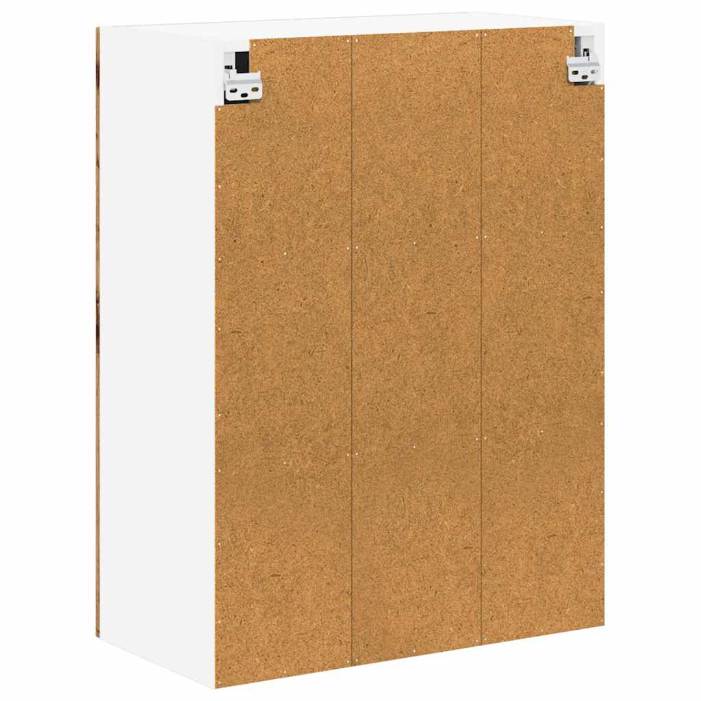 Wall Mounted Glass Cabinet LUCCA Reclaimed Wood Style 60 X 31 X 80 Cm Particleboard